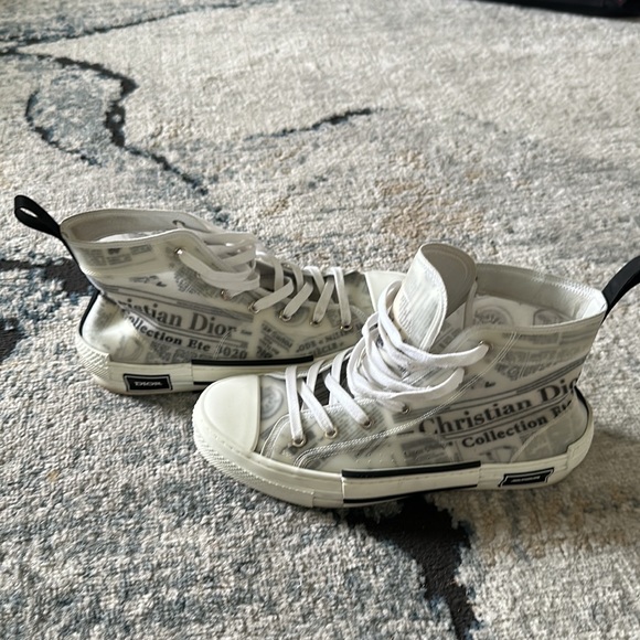 DIOR MEN by KIM JONES B23 Hi Top Newspaper Printed Sneakers - Picture 2 of 10